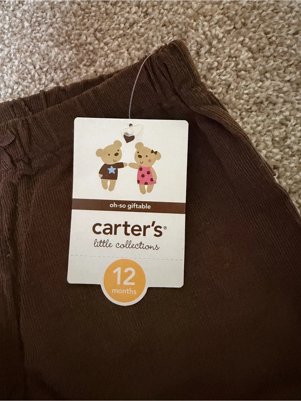 NWT Y2K Carter's Brown Corduroy Ruffle Girls Pants 12M